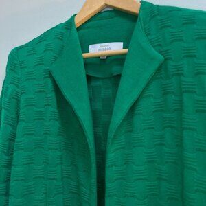 Misook Green Textured Knit Open Front Cardigan Sweater Kelly Green Size Medium